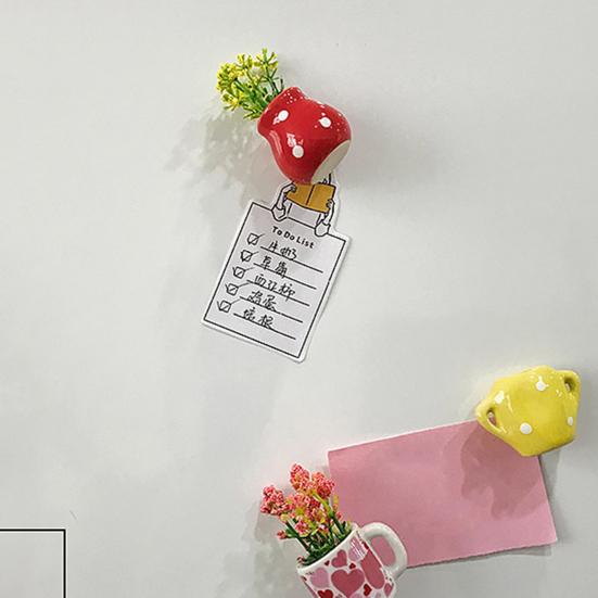 6/8Pcs Mini Ceramic Vase Refrigerator Magnet Home Office Kitchen Locker Fridge 3D Miniature Flower Vase Magnetic Decoration Ornament