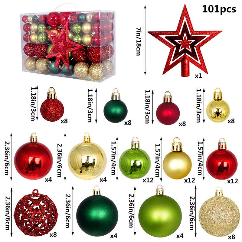 101-Piece Christmas Star Ornament Set: Electroplated Plastic Balls