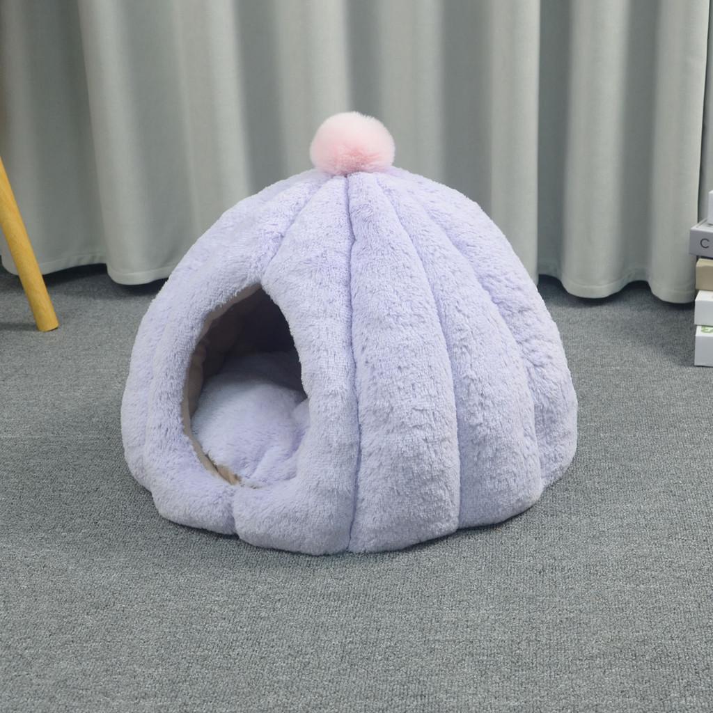 Cat Bed Winter Warm Thick Pumpkin Mongolian Enclosed Safe Sleep Cat House For Indoor Use
