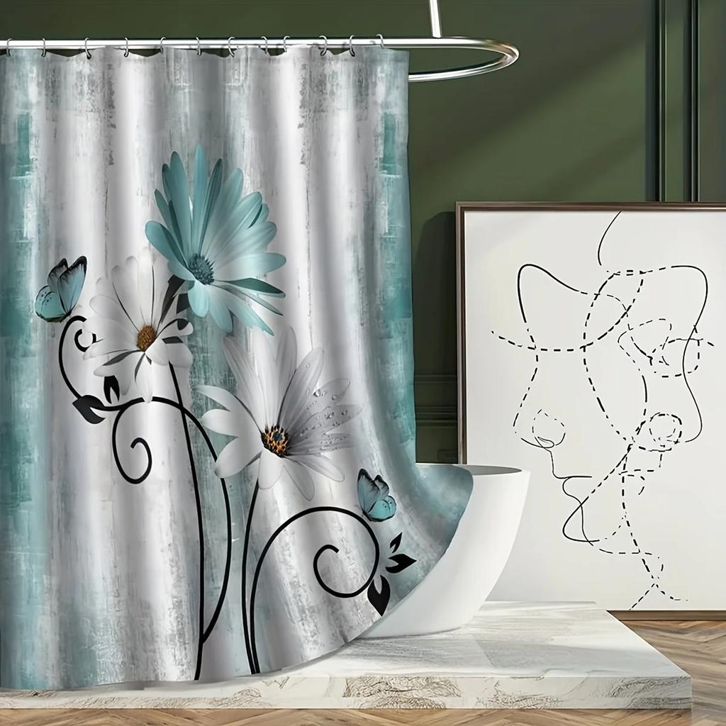 Bathroom Abstract Bohemian Shower Curtain Medieval Minimalist Art Polyester Fabric Shower Curtain 180 * 180CM with 12 Hooks