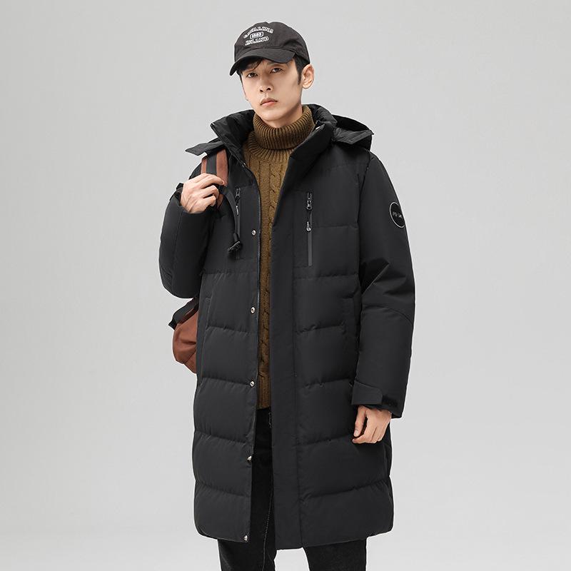 Unisex High-End Long Over-the-Knee Down Jacket: 90% White Duck Down, Loose Fit, Hooded Winter Coat