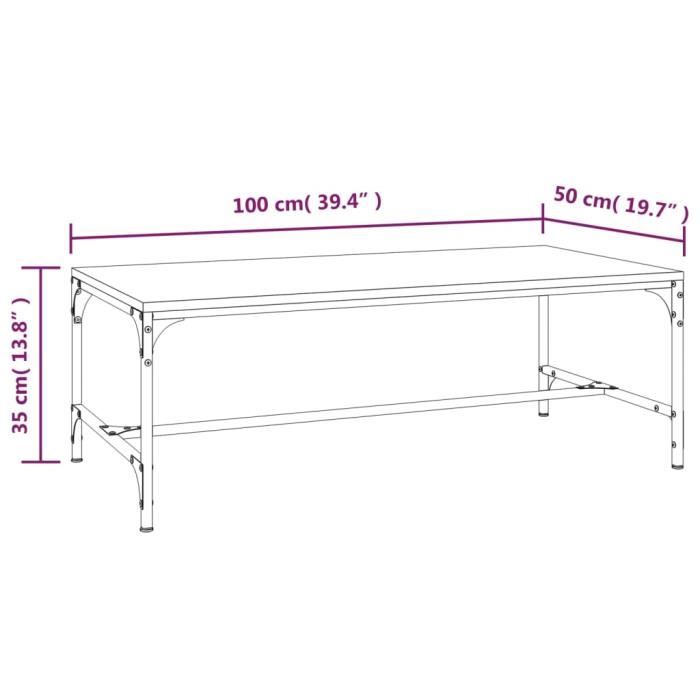819390 vidaXL Table basse Sonoma gris 100x50x35 cm Bois d'ingénierie