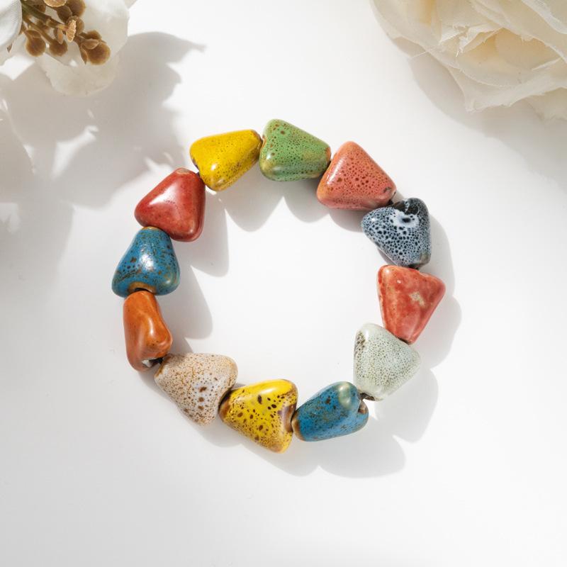 Retro Ceramic Bracelet - Chinese Style, for Both Men and Women, with Colorful Beads, Simple Design Hand Chain