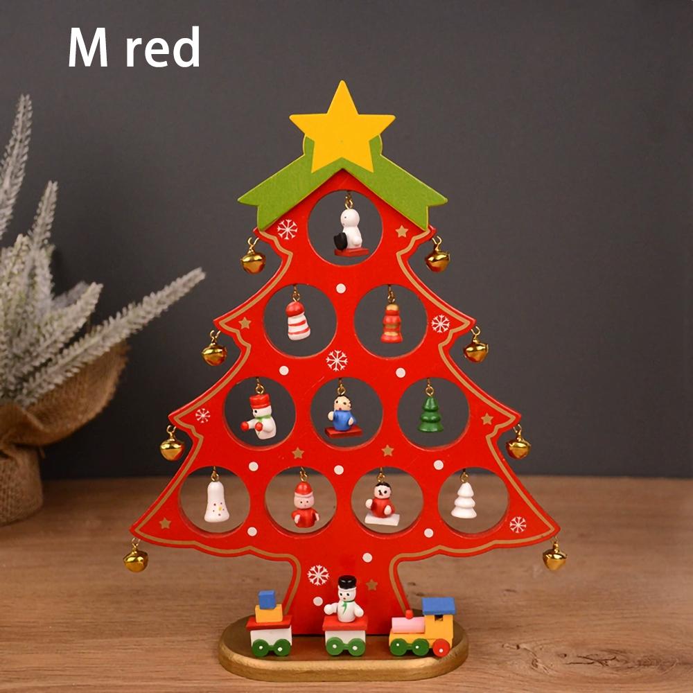 Wooden Christmas Tree Desktop Ornament DIY Mini Christmas Tree Decorations Window Display Ornament Adornos Navideños