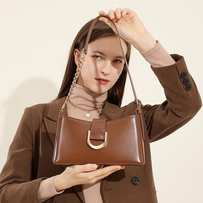 Winter Fashion Cowhide Bag for Women, High-End Underarm Commuter Bag, 2025 New Daily Single Shoulder Crossbody Baguette Bag for Women