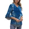 Summer Tops For Women Cute V Neck 3/4 Sleeve Blouses Floral Print Top Casual Shirts