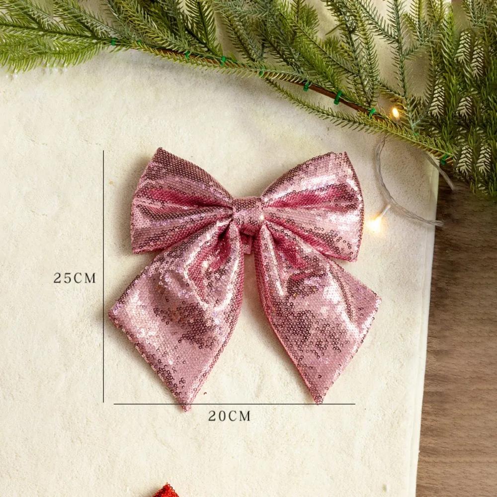 Exquisite Cloth Sequin Fabric Bow No-fading Gold/Pink/Red Hanging Xmas Ornament Christmas Tree Accessories Home Decor