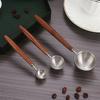 Stainless Steel Wood Handle Coffee Measuring Spoon Walnut Wood Long Handle Coffee Spoons Ice Cream Scoop Baking Dessert Utensils