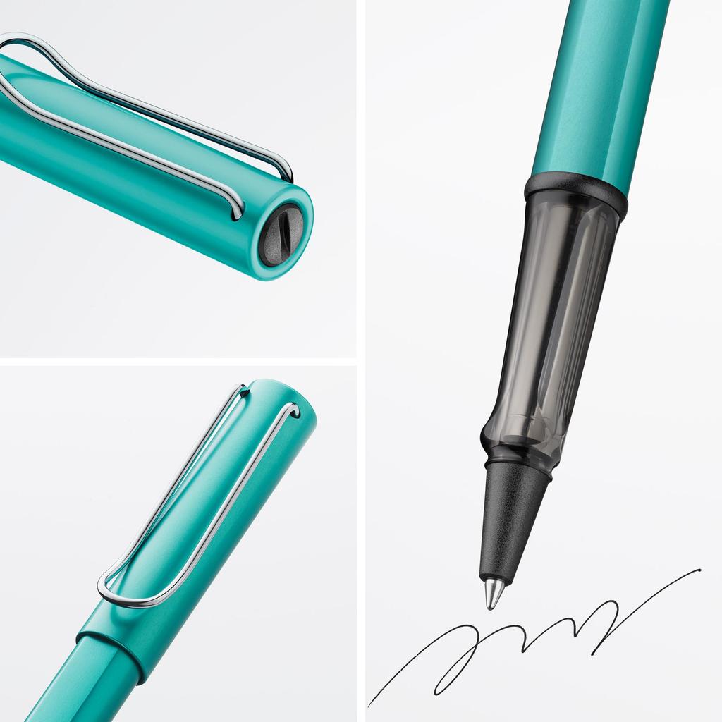 LAMY Tourmaline Rollerball Pen ergonomic grip line width M Lightweight aluminum body Rollerball with black refill LAMY M 63 AL-star - Transparent,