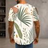 Mens Plus Size Round Neck Short Sleeve T Shirt White Fruit Leaf Printed Casual Tops