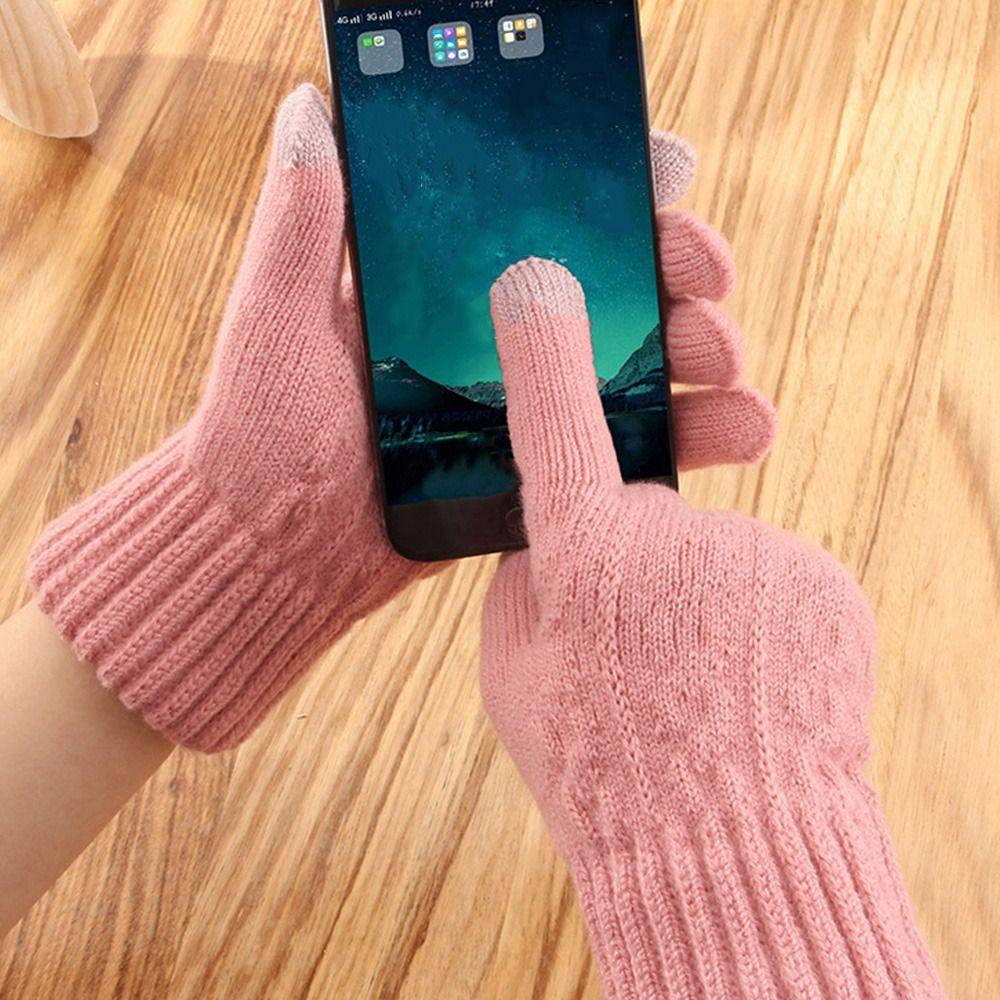 Gants d'extérieur coupe-vent en peluche pour hommes et femmes, moufles, gants tricotés pour femmes, automne hiver