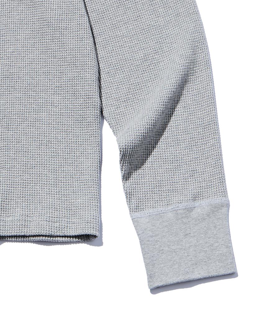 DISCUS ATHLETIC Usafa Logo Waffle Henley Neck Long Sleeve T-Shirt Melange Grey