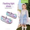 Mermaid Legend Snuffy Girls' Princess Crystal Leather Shoes - 2026 Colorful Flashing Light Collection for Spring/Autumn