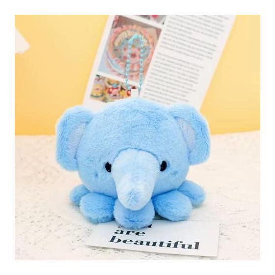 Stuffed Keychain Octopus Blue Mascot Easy To Attach and Remove Fluffy Soothing Goods Stress Relief for Adults Commuting To School Bag Charm Gift