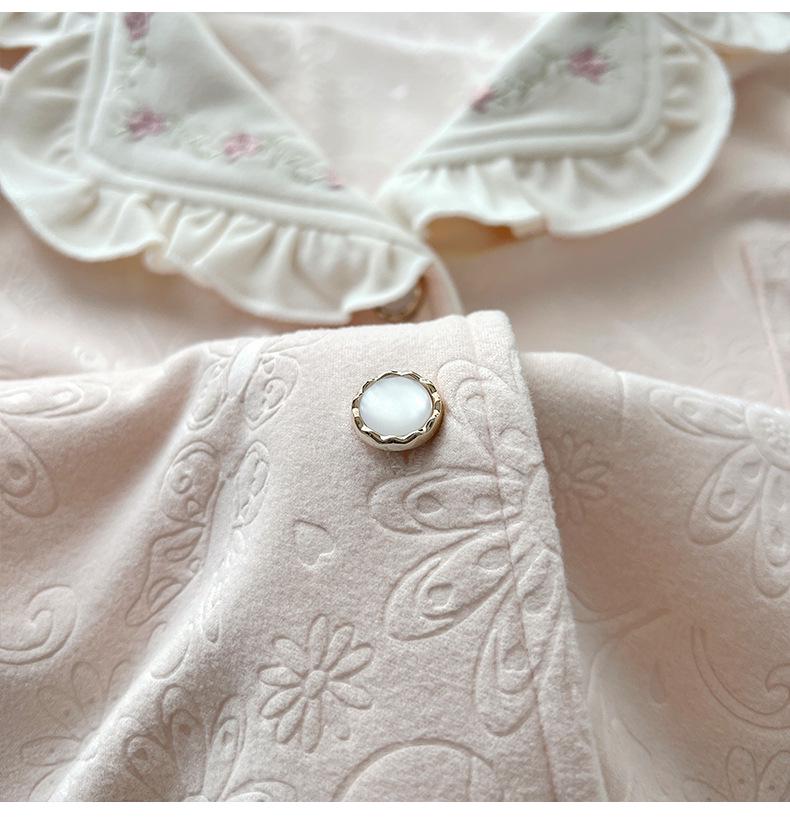 Women's Velvet Jacquard Pajama Set - Autumn/Winter Lapel Design