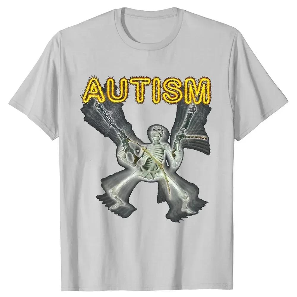 Retro Autism Skeleton Funny Women T-Shirt Neurodivergent Autism Awareness Support Graphic Tee Halloween Gifts Women Clothes