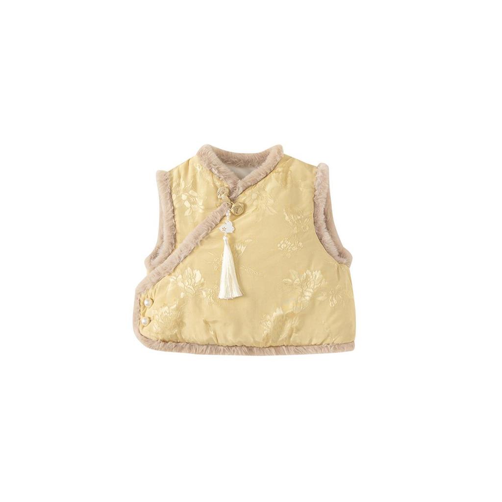 Youbao Winter Velvet Vest for Girls - New Chinese Style Tang Suit