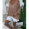 IHUASU Women's Fashion Casual Solid Color Print Long Sleeve  Blouses & Shirts