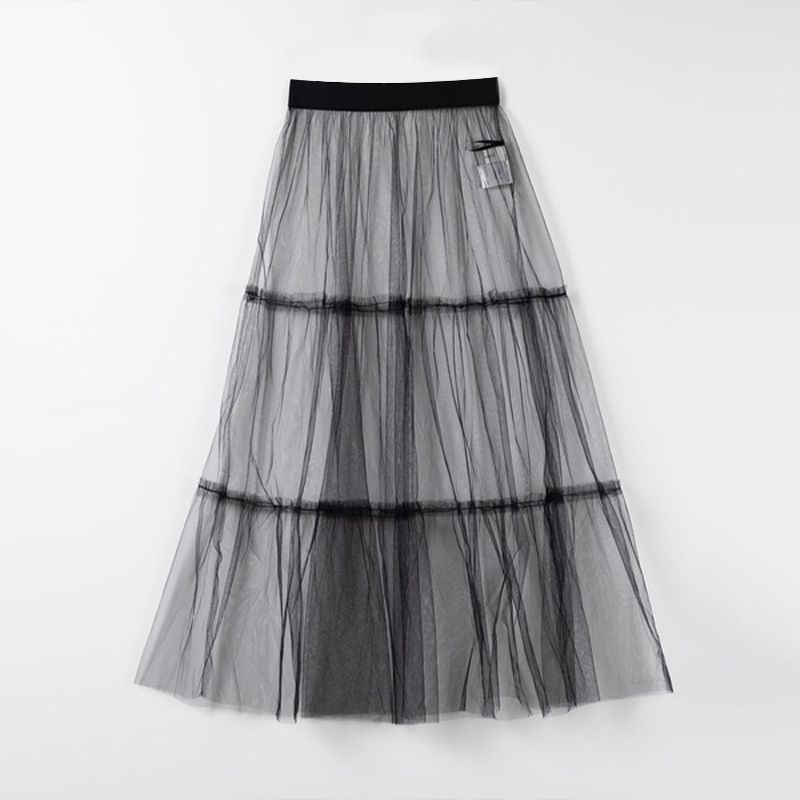 Cross-Border Foreign Trade Japan Fashion Half-Length Perspective Mesh Patchwork Pettiskirt Skirt Overskirt Ruffle Skirt Slip Dress Skirt Curtain