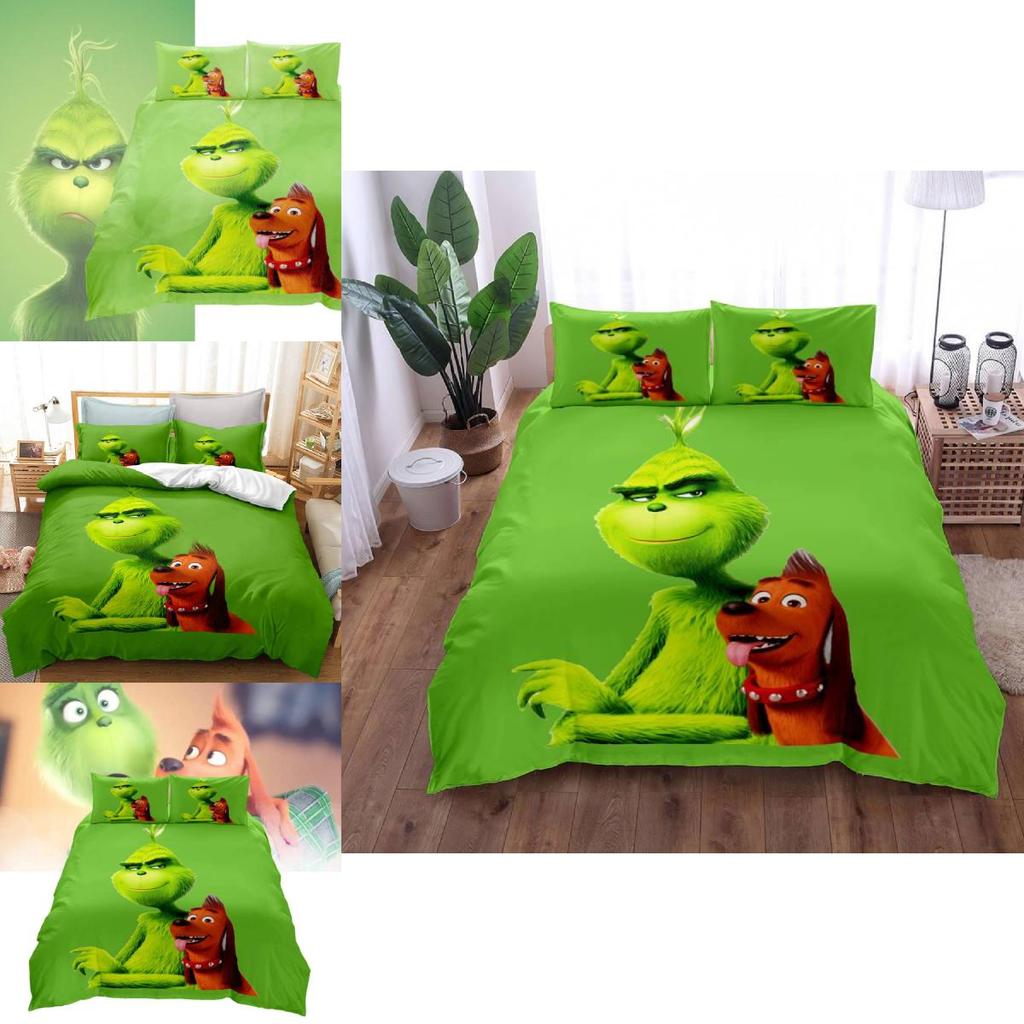 The Grinch Cartoon Character 3d Printed Duvet Cover Set For Modern Bedroom Decor