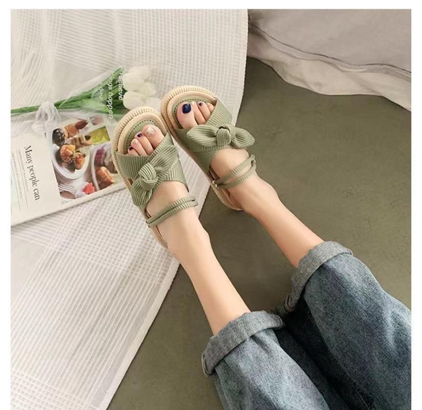 Fashion Summer 2025 New Fashion Student Platform Roman Lady Flat Shoes comforable two in one outdoor sponge cake thick soled beach shoes