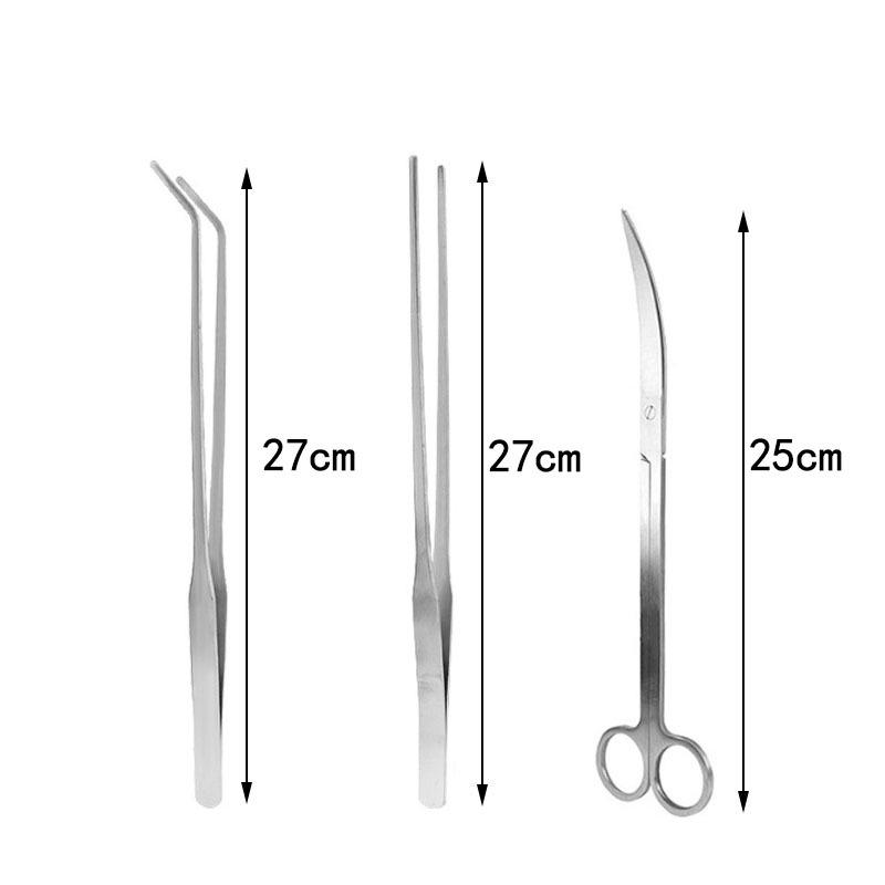 Aquatic Plant Trimming Kit: Stainless Steel Tweezers, Scissors, Clips, Flat Sand Shovel, Algae Scraper, Fish Tank Cleaning Supplies