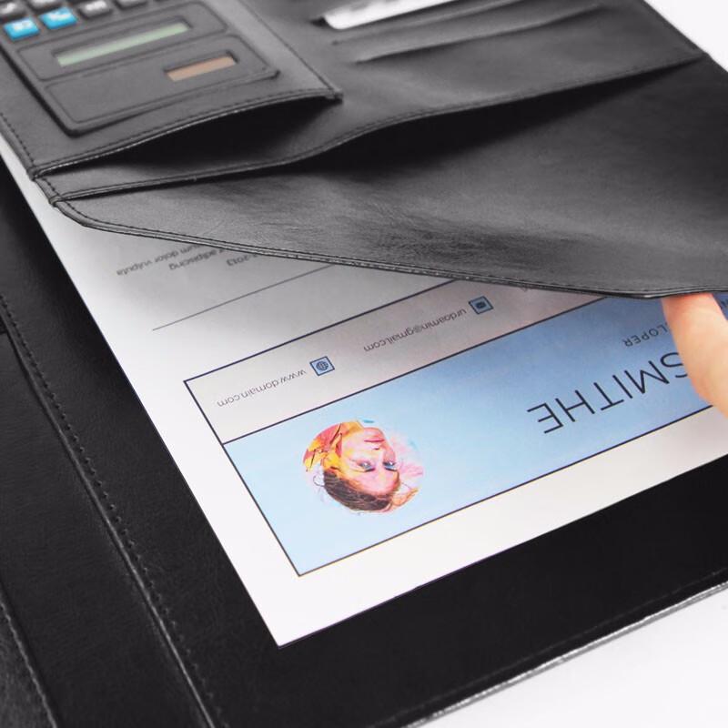PU Leather Business Manager Folder with Calculator
