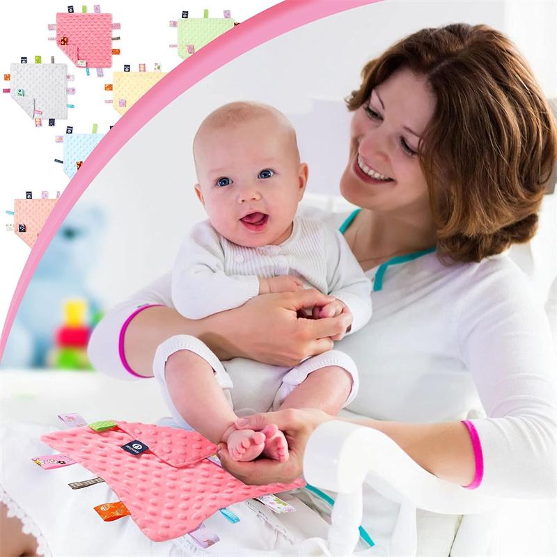Baby Tag Security Blanket Baby Soothing Plush Blanket Sensory Soft Comforter Blanket Baby Anima