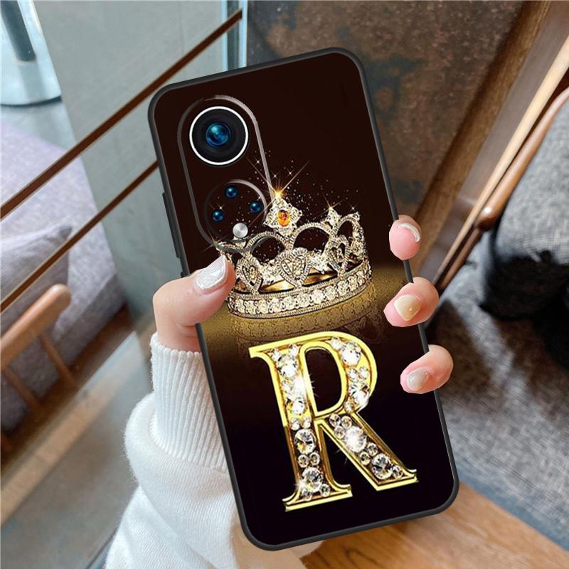 Letter Monogram Gold Marble Case For Honor Magic 5 Pro 50 70 90 Lite X6 X7 X8 X9 8X 9X Honor X7a X6a X8a X9a X9b Cover