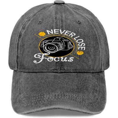 Photography Never Lose Focus Washed Denim Baseball Cap Casual Outdoor Adjustable Hat