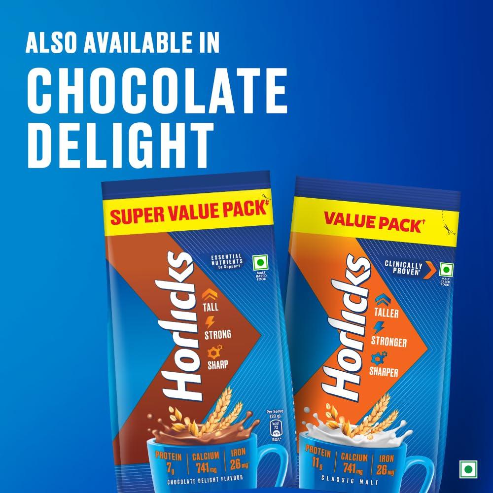 Horlicks Nutrition Drink Classic Malt 800g Pouch – Kids Growth, Energy, and Immunity Support with 27 Vital Nutrients