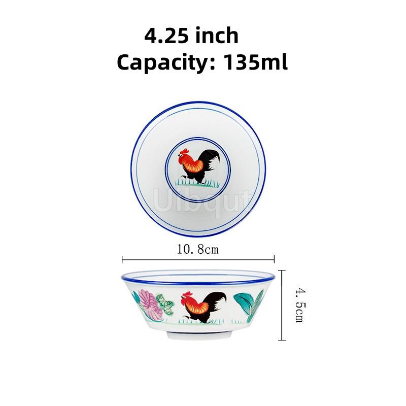 Chinese Style Rooster round big Tableware Ceramic Bowl Household Ramen Rice Noodles Soup Bowl