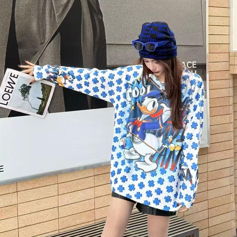 2025 Autumn Rhinestone Cartoon Print Knit Sweater - Women's Loose Mink Velvet Top