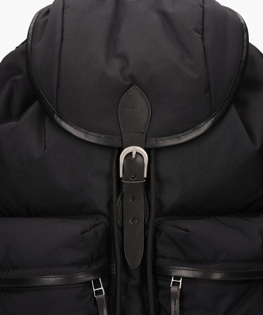 Thetung [Japanese Material_Neoul] Premium Leather Trim String Backpack [Black]
