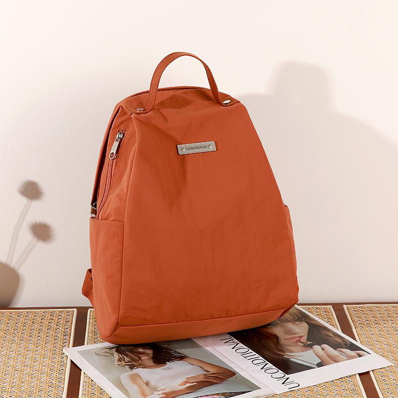 Lightweight Nylon Backpack with Side Zipper Pockets Top Handle Casual Daypack for Women Daily Commute Travel