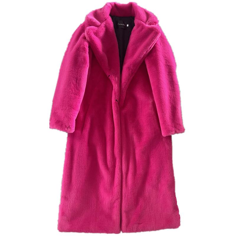 Solid Plush Winter Coats Women Long Lapel Faux Fur Jacket Fluffy Luxury Artificial Fur Jacket Teddy Female Fake Natural Fur Coat Women