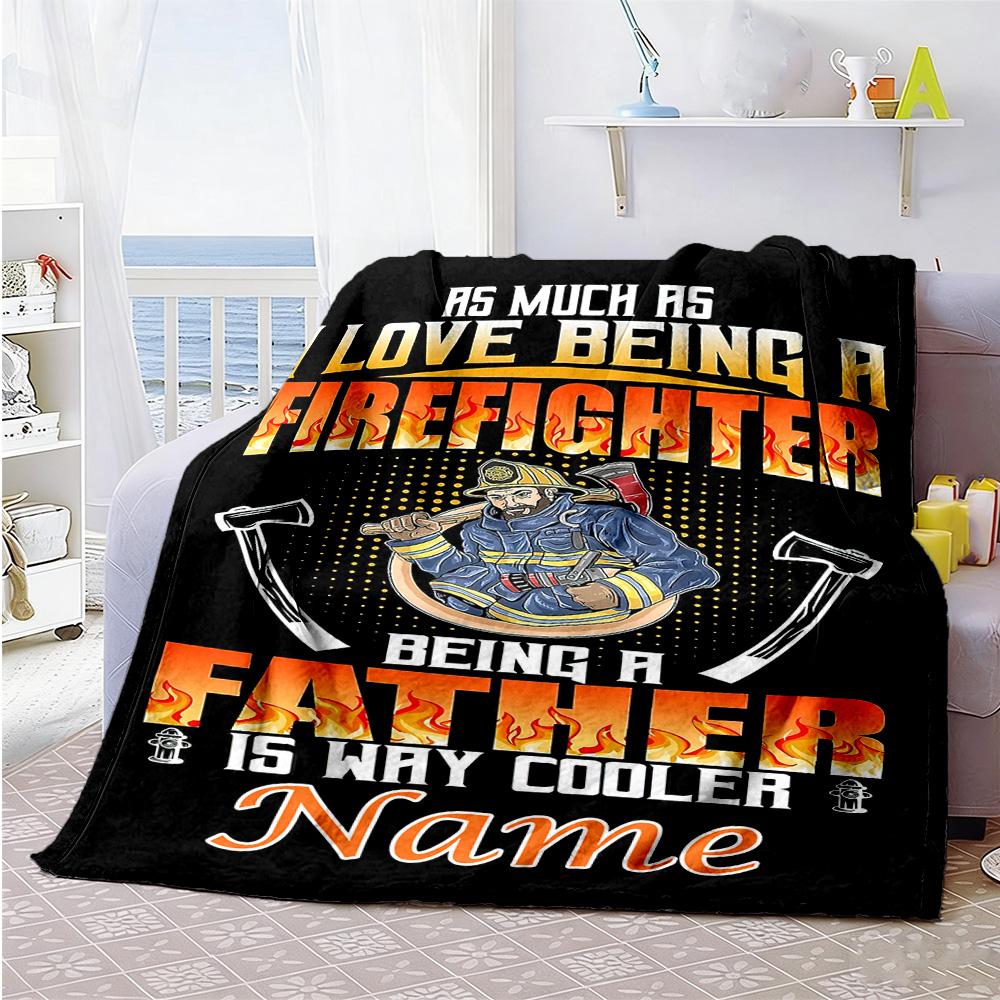 Firefighter Personalized Name Blanket Throw Personalized Blanket Comfortable Perfect for Picnics Living Room Chair Bed All-Season Use