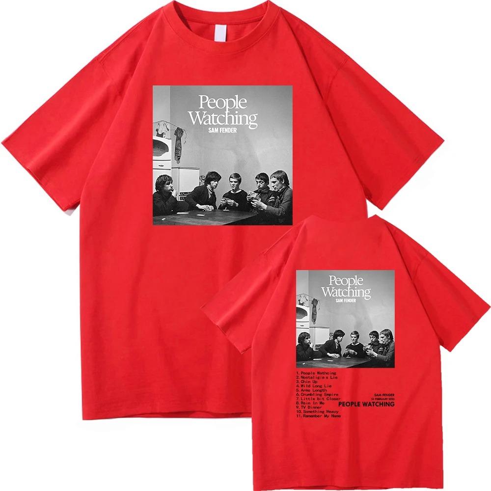 

Футболка Sam Fender People Watching 2025 Tour Чоловічий_жіночий одяг Ретро Хараджуку Висока якість Короткий рукав Великий розмір Вільний м який 4XL