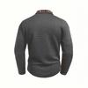 Men's Spring Autumn Solid Color Plaid Pocket Lapel Long Sleeve Sports Polo Shirt