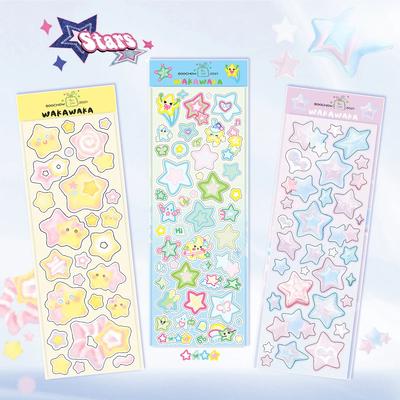 Autocollants mignons de journal de style coréen, matériel de décoration de scrapbooking à chargement par le haut, sceau décoratif holographique Kawaii Star