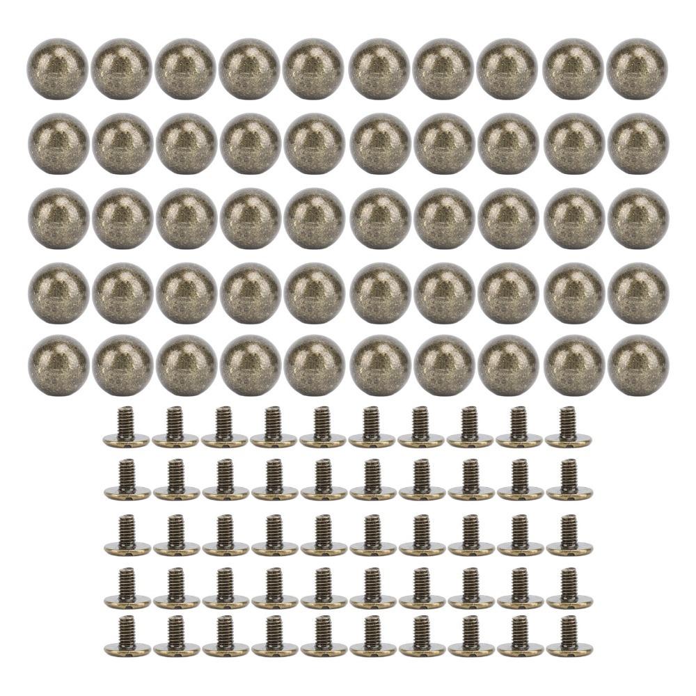 50set Heavy Duty Multifunctional Ball Rivet Kits Screw Back 8mm Round Rivet Sets Decorative Rivet Accessories For Handcraft