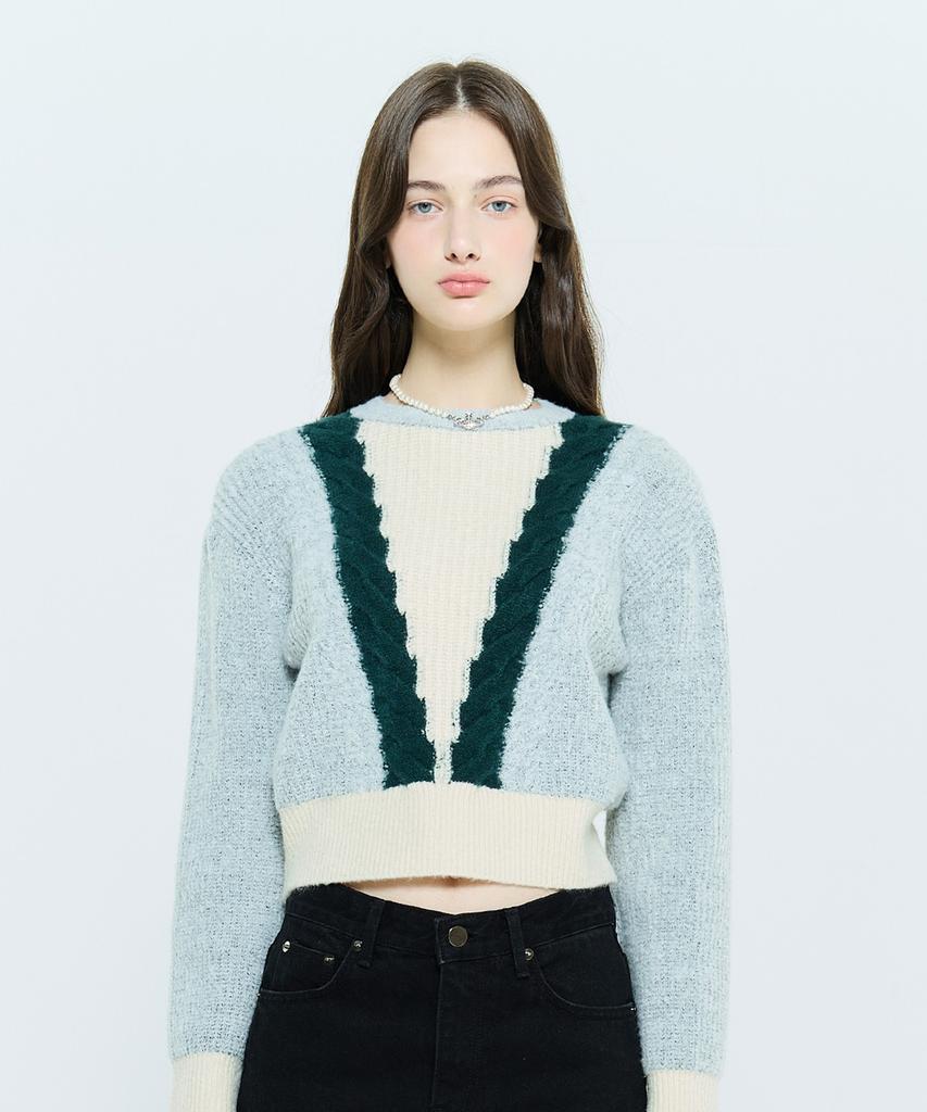 LARTIGENT L6 Cable Color Knit(Gray)