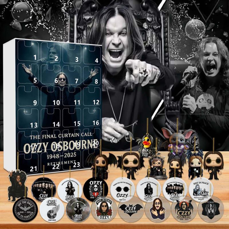 24 Days New Ozzy Osbourne Motorcycle Bell Advent Calendar Ozzy Osbourne 2D Acrylic Pendant Christmas Countdown Advent Calendar Gift