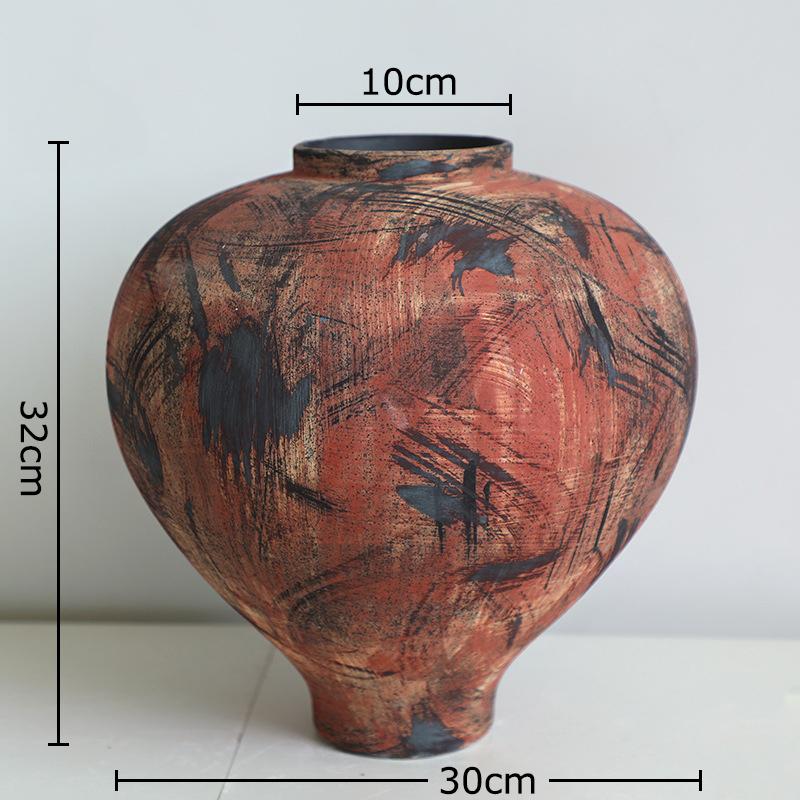 Abstract Oil Painting Style Ceramic Vase Creative Plant Pot Table Decoration Flower Arrangement Floral Vase Room Aesthetic Decor