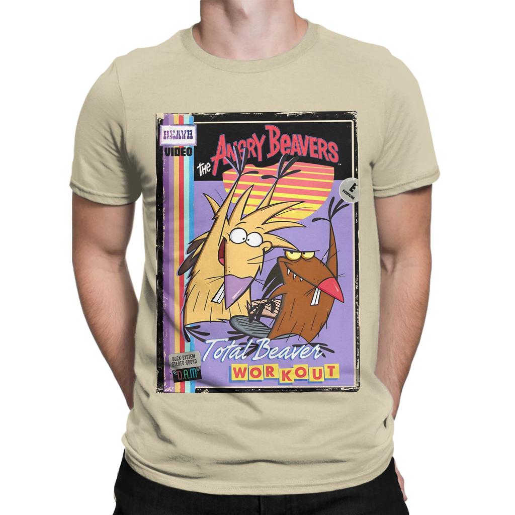 Angry Beavers Total Beaver Workout Retro Vintage Video Tape Novelty 100 Cotton TShirt The Angry Beavers Tees Tops For Unisex