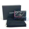 Chanel Znak CC Mała klapka Kompaktowy portfel Portfel trifold Skóra jagnięca Czarny