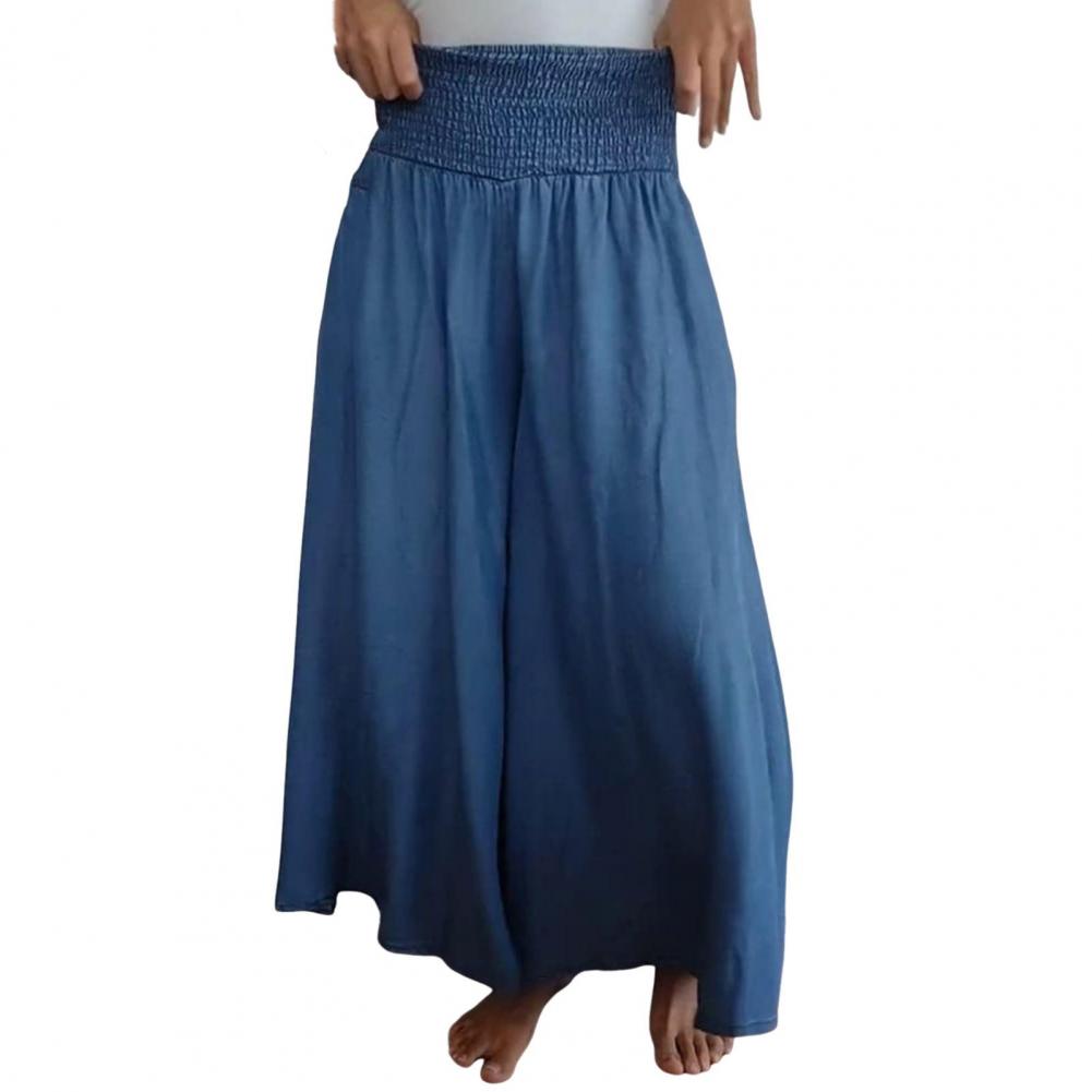 Ol Commuting Style Pants Comfortable Wide Leg Lounge Pants for Women High Waist Elastic Waistband Trousers with Pockets Loose