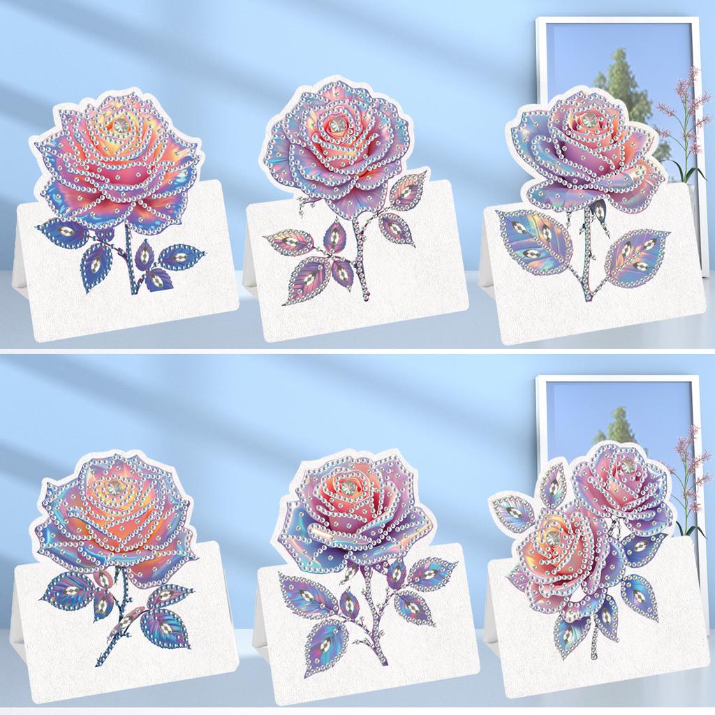 6pcs Flower Butterfly DIY Diamond Art Greeting Cards with Envelopes Diamond Art Handmade Cards for Birthday Thank You Friendship