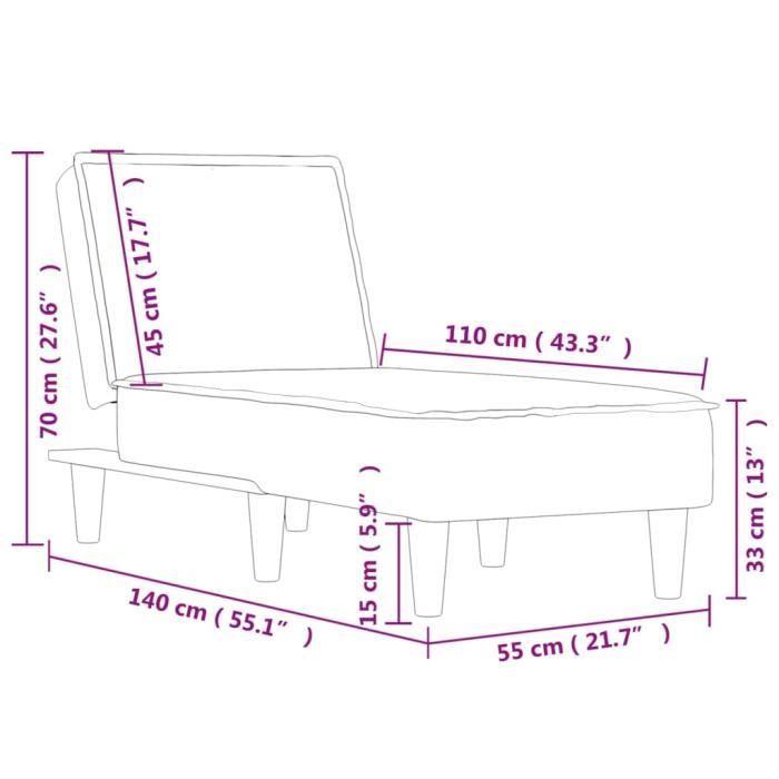 VidaXL Chaise Longue Black Fabric 352833