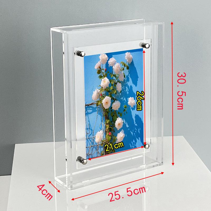 Акриловая прозрачная двусторонняя фоторамка – Минималистичное настольное украшение 30.5x25.5 cm
